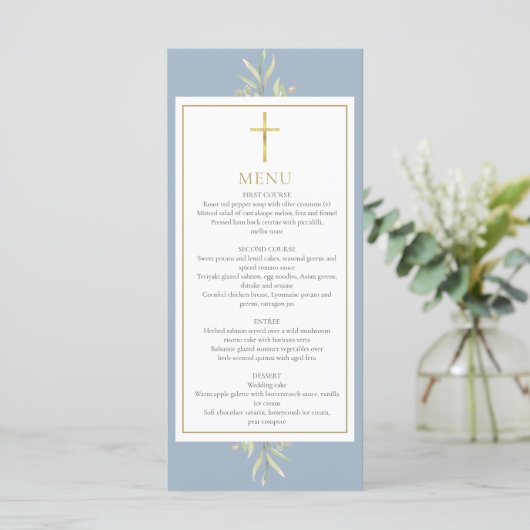 Baptism First Communion Confirmation Greenery  Menu (Staand voorkant)