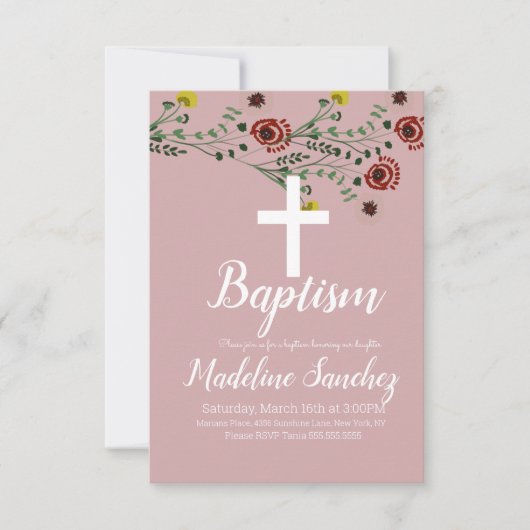 Baptism Floral  Dedication Christening Kaart (Voorkant)