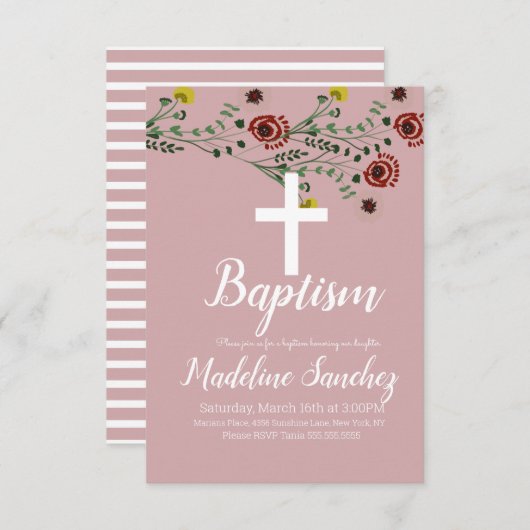 Baptism Floral Dedication Christening Kaart (Voorkant / Achterkant)