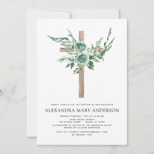 Baptism Floral Eucalyptus Greenery Kaart (Voorkant)