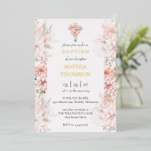 Baptism floral invitation folie uitnodiging (Staand Voorkant)