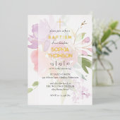 Baptism floral invitation folie uitnodiging (Staand Voorkant)