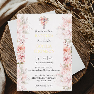 Baptism floral invitation folie uitnodiging