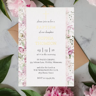 Baptism floral invitation folie uitnodiging
