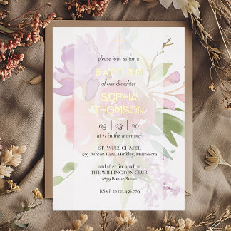 Baptism floral invitation folie uitnodiging