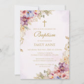 Baptism Floral Orchids Invitation Kaart (Voorkant)
