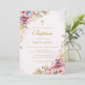 Baptism Floral Orchids Invitation Kaart (Staand voorkant)