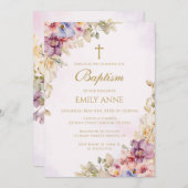 Baptism Floral Orchids Invitation Kaart (Voorkant / Achterkant)