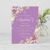 Baptism Floral Orchids purple Invitation Kaart (Staand voorkant)