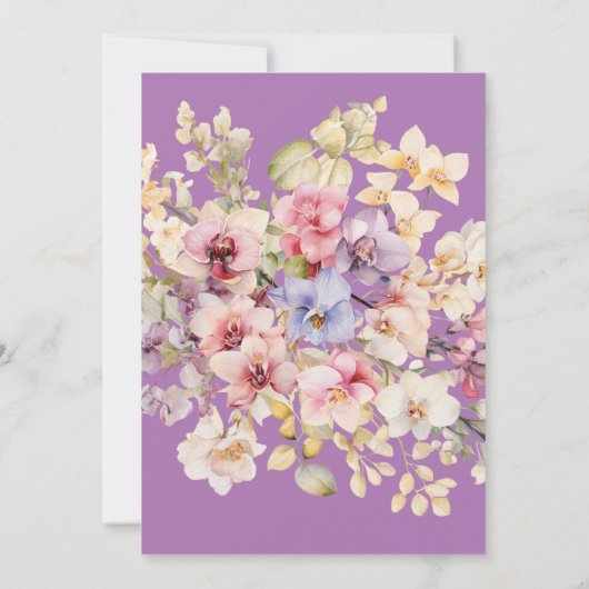 Baptism Floral Orchids purple Invitation Kaart (Achterkant)