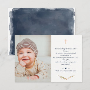 Baptism Foto Dank u marineblauwe kaart