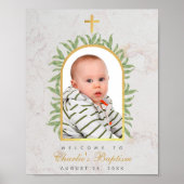 Baptism Foto Faux Gold Arch Greenery Welkom Poster (Voorkant)