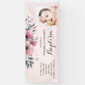 BAPTISM Foto  Roze Bloemen Evenementenfeest Spandoek (Verticaal)