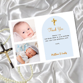 Baptism foto tweeling blauwe jongens bedankt je ka kaart