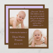 Baptism Foto uitnodigen met Bijbelversie Kaart (Voorkant / Achterkant)