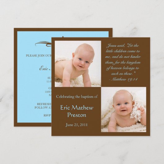 Baptism Foto uitnodigen met Bijbelversie Kaart (Voorkant / Achterkant)