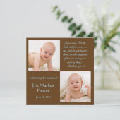 Baptism Foto uitnodigen met Bijbelversie Kaart (Staand voorkant)