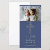 Baptism-fotokaart - Uitnodiging met Gold Cross (Voorkant / Achterkant)