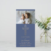 Baptism-fotokaart - Uitnodiging met Gold Cross (Staand voorkant)