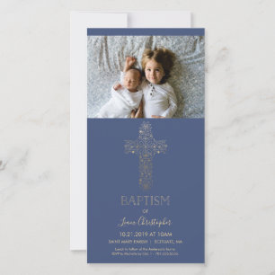 Baptism-fotokaart - Uitnodiging met Gold Cross