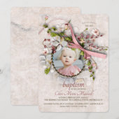 Baptism Fotouitnodiging voor meisjes Kaart (Voorkant / Achterkant)