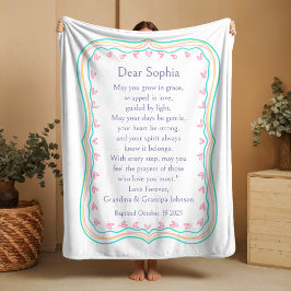 Baptism Gift Prayer Blanket from Godparents Fleece Deken