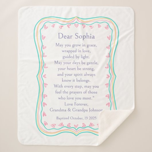 Baptism Gift Prayer Grandparents Blanket Sherpa  Sherpa Deken (Voorkant)