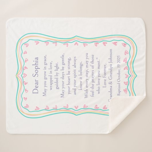 Baptism Gift Prayer Grandparents Blanket Sherpa  Sherpa Deken (Voorkant (horizontaal))
