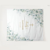 Baptism Girl Backdrop - Greenery Eucalyptus Wandkleed (Voorkant (horizontaal))