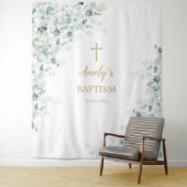 Baptism Girl Backdrop - Greenery Eucalyptus Wandkleed (In situ)