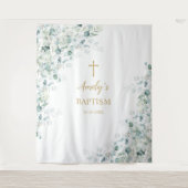 Baptism Girl Backdrop - Greenery Eucalyptus Wandkleed (Voorkant)