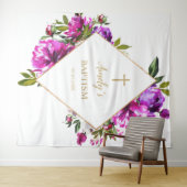 Baptism Girl Backdrop - Purple Flowers Wandkleed (In Situ (horizontaal))