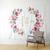 Baptism Girl Backdrop - Red Roses Wandkleed (In Situ (horizontaal))