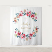 Baptism Girl Backdrop - Red Roses Wandkleed (Voorkant)