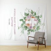 Baptism Girl Backdrop - Romantische bloemen & Krui Wandkleed (In Situ (horizontaal))