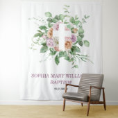 Baptism Girl Backdrop - Romantische bloemen & Krui Wandkleed (In situ)