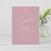 Baptism God Bless Mauve Invitation Kaart (Staand voorkant)