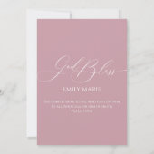 Baptism God Bless Mauve Invitation Kaart (Achterkant)