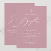 Baptism God Bless Mauve Invitation Kaart (Voorkant / Achterkant)