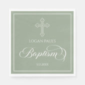 Baptism Gold boho sage modern napkin Servet (Voorkant)