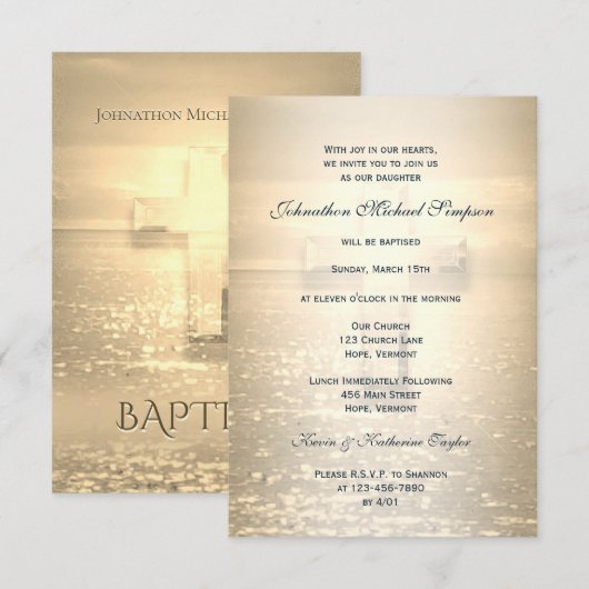 Baptism Golden Cross Kaart (Voorkant / Achterkant)