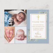 Baptism Greenery 3 Foto Dusty Blue Hartelijk dank Briefkaart (Voorkant)