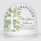 Baptism Greenery Floral Botanical Cross Custom Sneeuwbol (Achterkant)