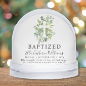 Baptism Greenery Floral Botanical Cross Custom  Sneeuwbol