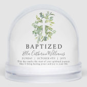 Baptism Greenery Floral Botanical Cross Custom  Sneeuwbol (Voorkant)