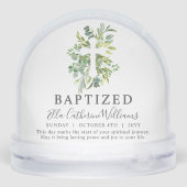 Baptism Greenery Floral Botanical Cross Custom  Sneeuwbol (Achterkant)
