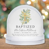 Baptism Greenery Floral Gold Cross Custom  Sneeuwbol