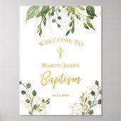 Baptism greenery gold Details welkomstbord Folie Afdrukken (Voorkant)