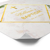 Baptism Greenery Marble Faux Gold Fern Welkom Poster (Hoek)