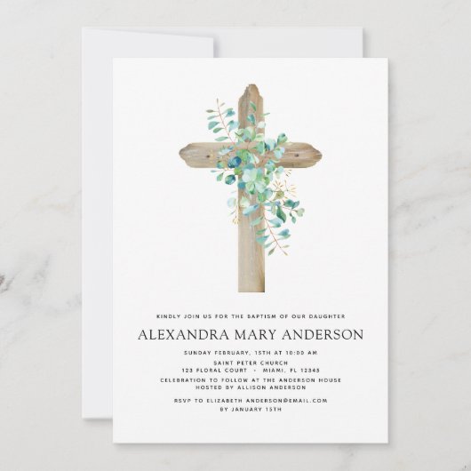 Baptism Greenery Sage Eucalyptus Kaart (Voorkant)